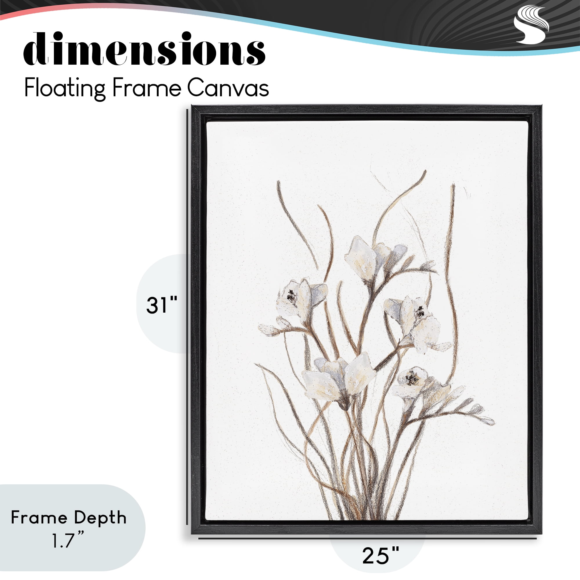 Stupell Industries Curly Branches on White Black Framed Floater Canvas Wall Art, design by Lanie Loreth