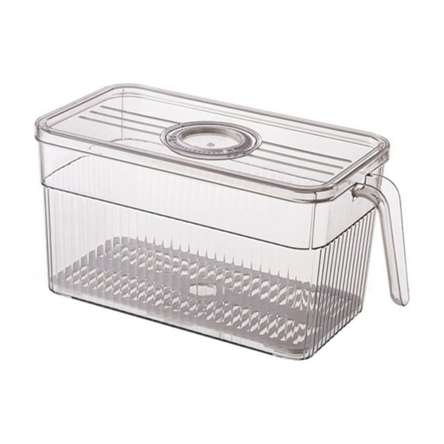 Oleegame 1PC Kids Snack Boxes For School Kitchen Storage Basket Kitchen Storage Basket Clear Stackable Fridge Storage Containers With Handle Bread Box For Kitchen Counter Airtight
