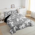 thumbnail image 3 of Manfei Ribbon Bowtie Bedding Comforter Set,Kawaii Bow Knot Twin Comforter Sets,White Gray Bedding Set For Kids,Super Cozy Room Decor Reversible,2 Pieces, 3 of 8