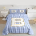 thumbnail image 2 of Feelyou Initial B Letter Queen Comforter Set for Kid, Fashion Stripes Ombre Bedding Sets, Fairy Tale Princess Reversible Bedding Comforter Set, Lightweight Room Decor, 3pcs, 2 of 8