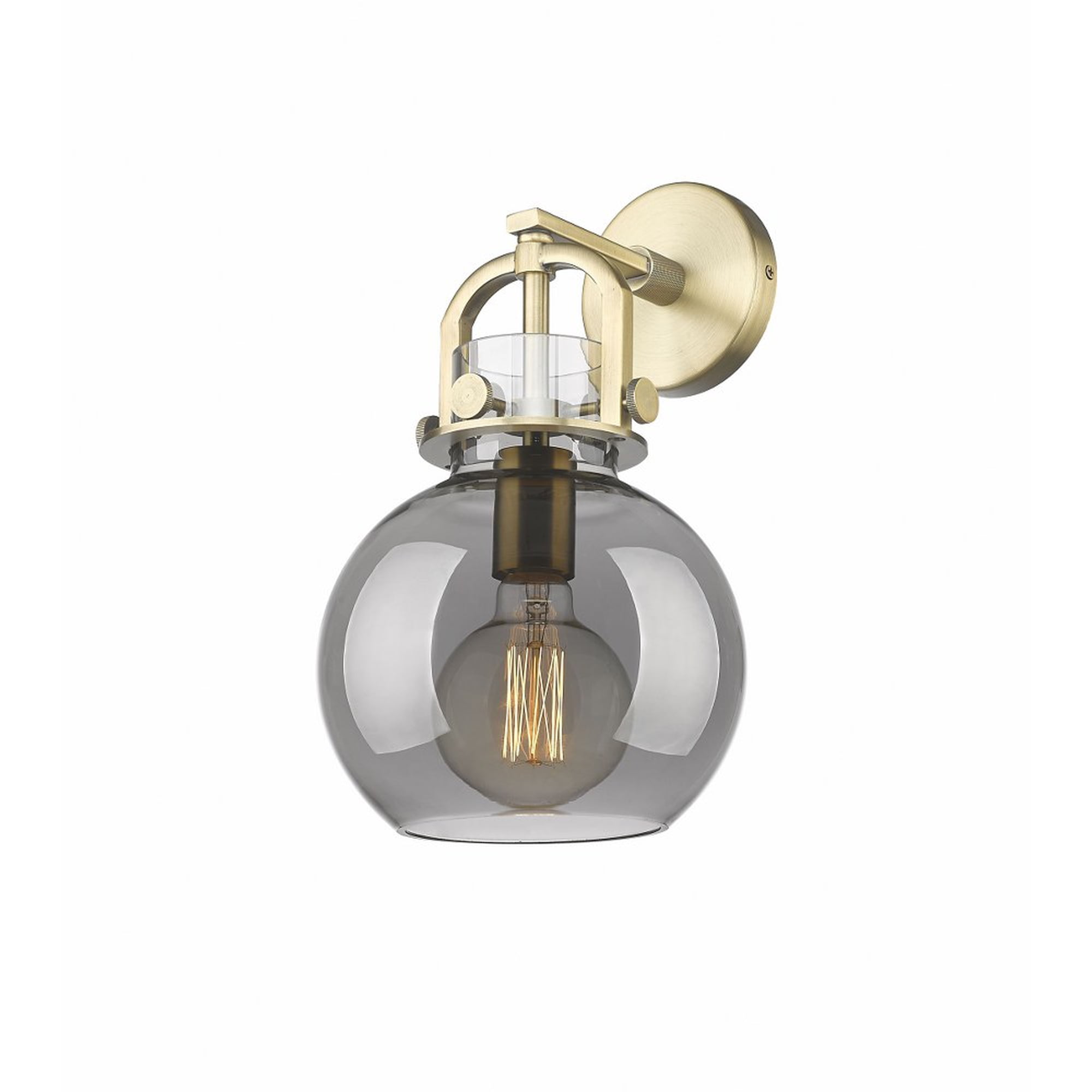 Innovations Lighting Newton Sphere - 1 Light 8 Wall-Mounted Sconce Brushed Brass/Plated Smoke