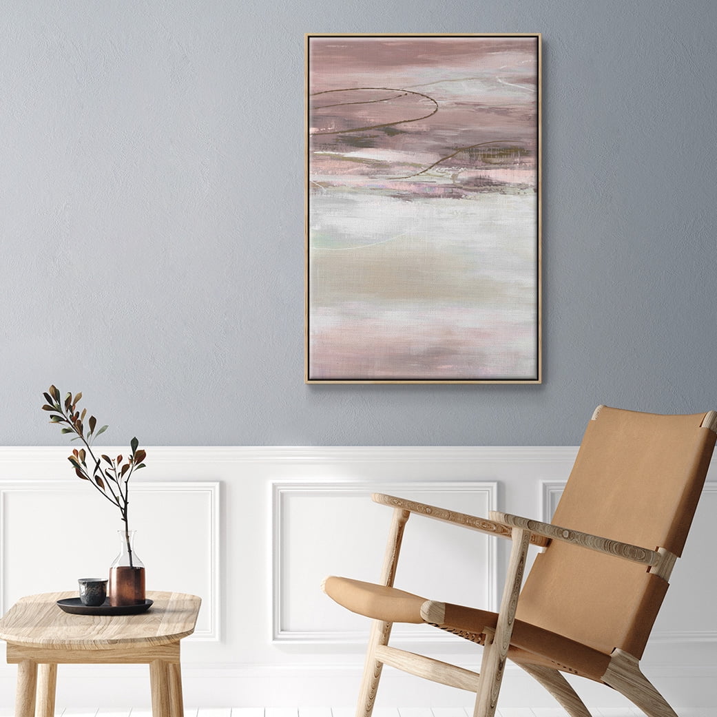 Geo Cache in Pale Framed Premium Gallery Wrapped Canvas - Ready to Hang - 25 x 37 - Natural Wood Floating Frame