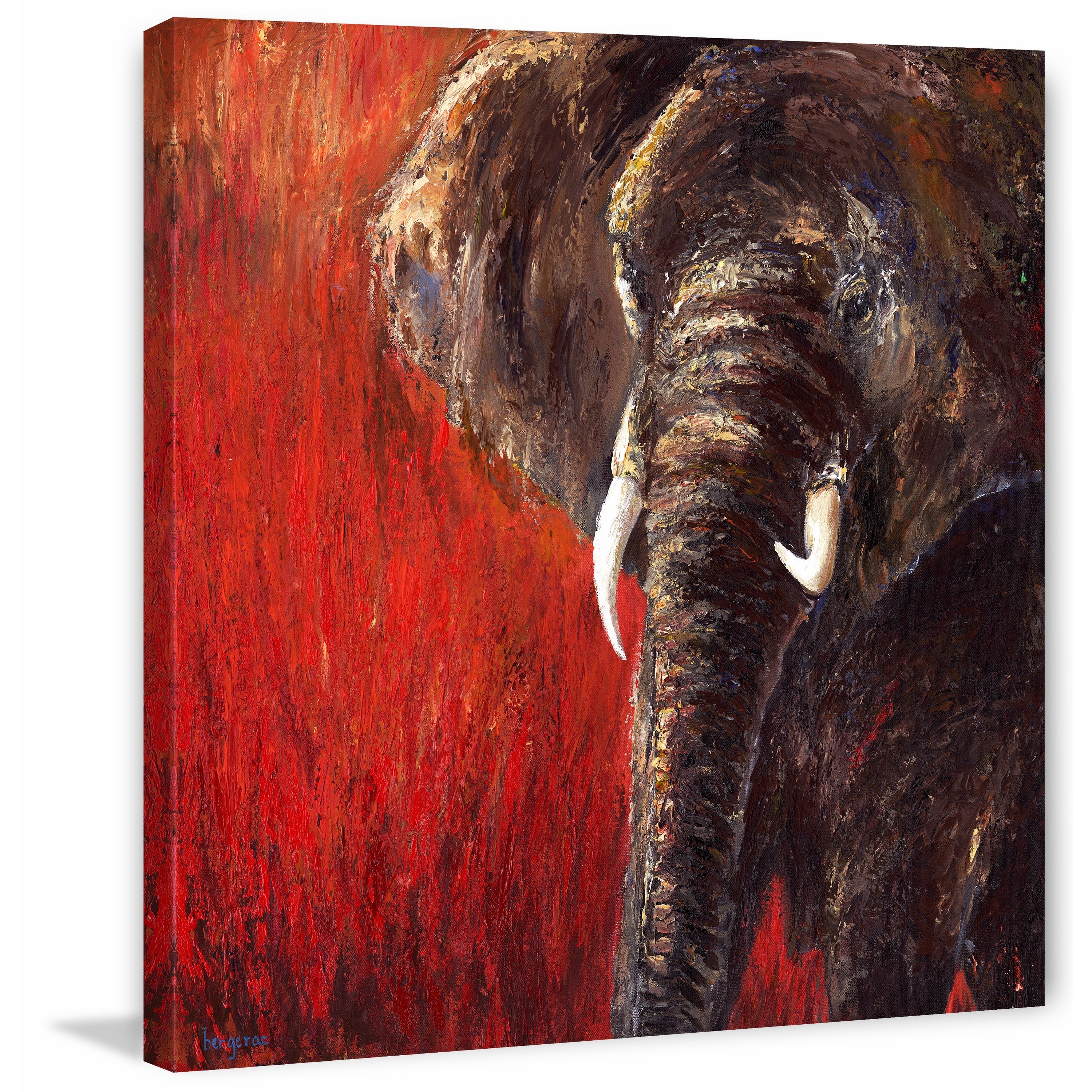 Marmont Hill "Red Tranquility" by Bergerac Painting Print on Wrapped Canvas
