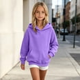 thumbnail image 6 of Tdoqot Girls Cotton Hoodies- Casual Long Sleeve Soft Fashion Kids Pullover Sweatshirt Purple Size 8, 6 of 7