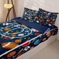 thumbnail image 3 of Homewish Soccer Football Sport Zipper Twin Comforter Sets with Fitted Sheet and 2 Pillowcases,Letter P Monogrammed Zipper Bedding Set For Boys Kids,Navy Blue Reversible,4 Pieces, 3 of 7