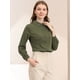 thumbnail image 2 of Camisa con Botones Unique Bargains Blusa de manga larga con cuello Peter Pan Ejercito verde S, 2 of 6