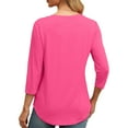 thumbnail image 5 of Drses 3/4 Length Sleeve Womens Tops Round Neck Casual Tunic Tops Basic Pleated Shirts Loose Fit, 5 of 8