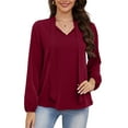 thumbnail image 3 of Asklazy Womens Dressy Chiffon Blouse Business Work Casual Tie Neck Shirt Tops,US Size,L,Wine Red, 3 of 13