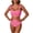 Pink, variant on Staron Women's Solid Color Backless Bikini Swimsuit Off-Shoulder High Cut Monokini with Removable Padded Bra for Beach Vacation Pool Party, Khaki XXL