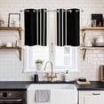 thumbnail image 2 of Black Beige Striped Kitchen Curtains Small Short 39 Inch Length, Modern Farmhouse Retro Lines Grommet Top Bedroom Living Room Curtains, Light Filtering Cafe Curtain Drapes 2 Panels Set 55''x39'', 2 of 9