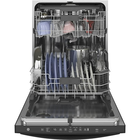 GE - Top Control Built-In Dishwasher with Stainless Steel Tub, 3rd Rack, 46dBA - Black