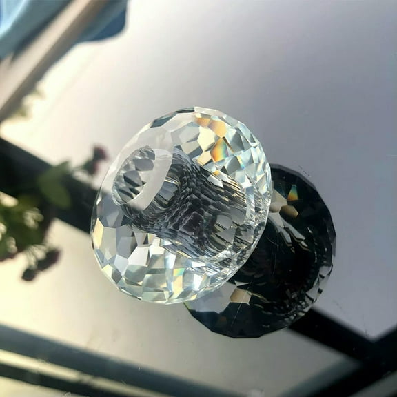 GKNET 1Hole Chandelier Prisms Parts Suncatche 50MM Round Faceted Glass Crystal 3D DIY