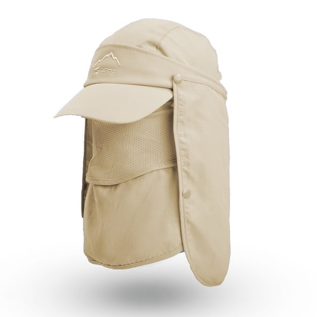 Sombrero de pesca Gorra para el sol con solapa para el cuello y la cara extraíble Sombrero de pesca Tomshoo Beige