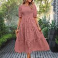 thumbnail image 4 of Vestido Plisado De Mujer Vestido plisado de mujer con mangas abullonadas, vestido de fiesta informal con columpio grande (ladrillo-rojo XL) Ygjytge para Mujer Púrpura T M, 4 of 6