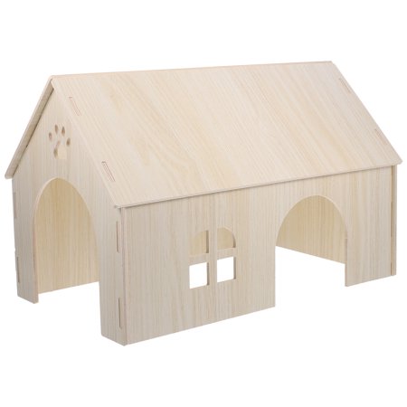 Tineasur Small Animal Bed House Wooden Hideouts for Small Animals Beige 1 Set