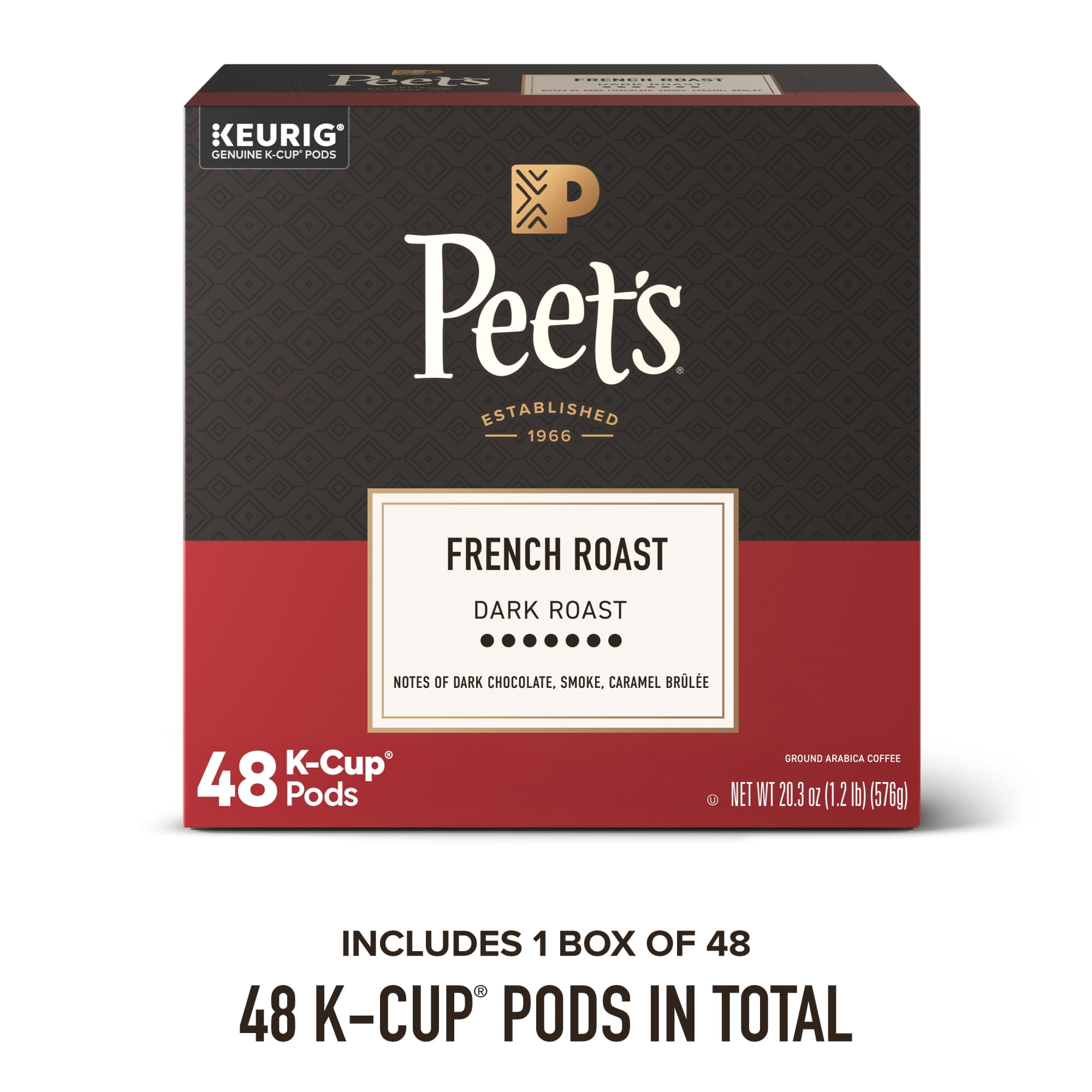 Peet's Coffee French Roast Premium Dark Roast Keurig K-Cup Coffee Pods, 48 Count