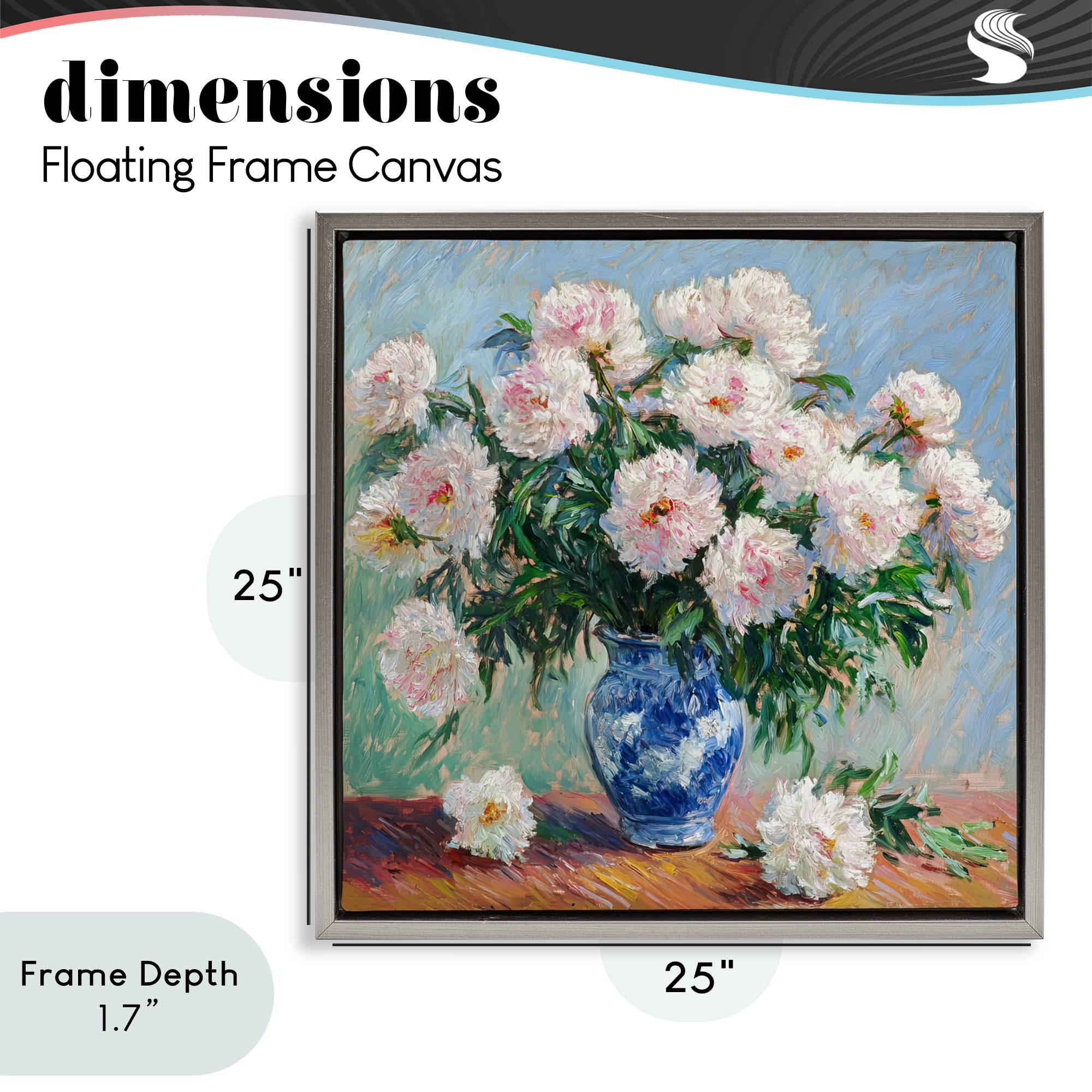 Stupell Industries Peonies in Blue Vase Gray Framed Floater Canvas Wall Art, design by Tina LeCour