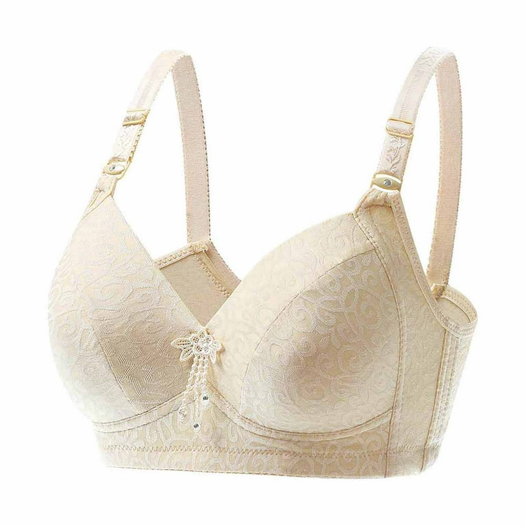 Bigersell Sports Bra for Women Girls Women Bra Wire Free Underwear 1 Piece  Bra Everyday Underwear Bras Women Size Padded Bralette, Style 6201, Beige  40C 