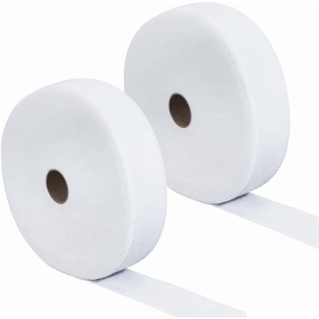 2 Rolls Jelly Roll Batting Strip Jellyroll Rug Cotton Blend Fabric Strips 72 Yards x 2 1/4 Inch White Cloth Upholstery Punched Quilt Strip