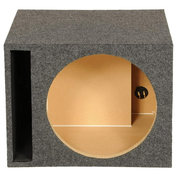 15 Inch Heavy-Duty Single Vented Carpet Covered Durable Car Audio Vehicle Subwoofer Enclosure Woofer Box, Charcoal Gray
