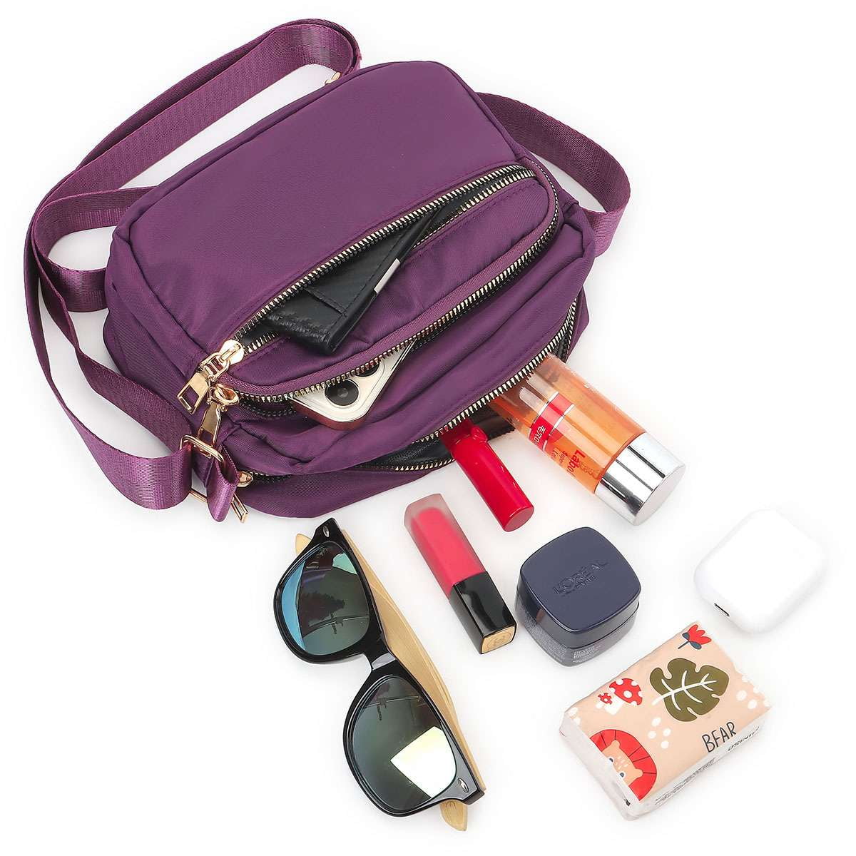 Spencer Women Nylon Crossbody Bags Purses and Handbags Casual Messenger Bag Waterproof Crossbody Purse for Ladies, Navy