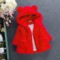 thumbnail image 2 of Staki Kids Girls Winter Warm Coats Jacket Clothes Outwear Overcoat Ear Hooded Faux Fur Thicken Fleece Toddler 12M-7Y(Red,3-4 Years), 2 of 4