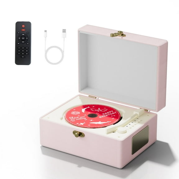 Yintiny Rechargeable Vintage CD Player with Speakers; Bluetooth Transmitter; Festival Gift; BGM Player for Home Decor