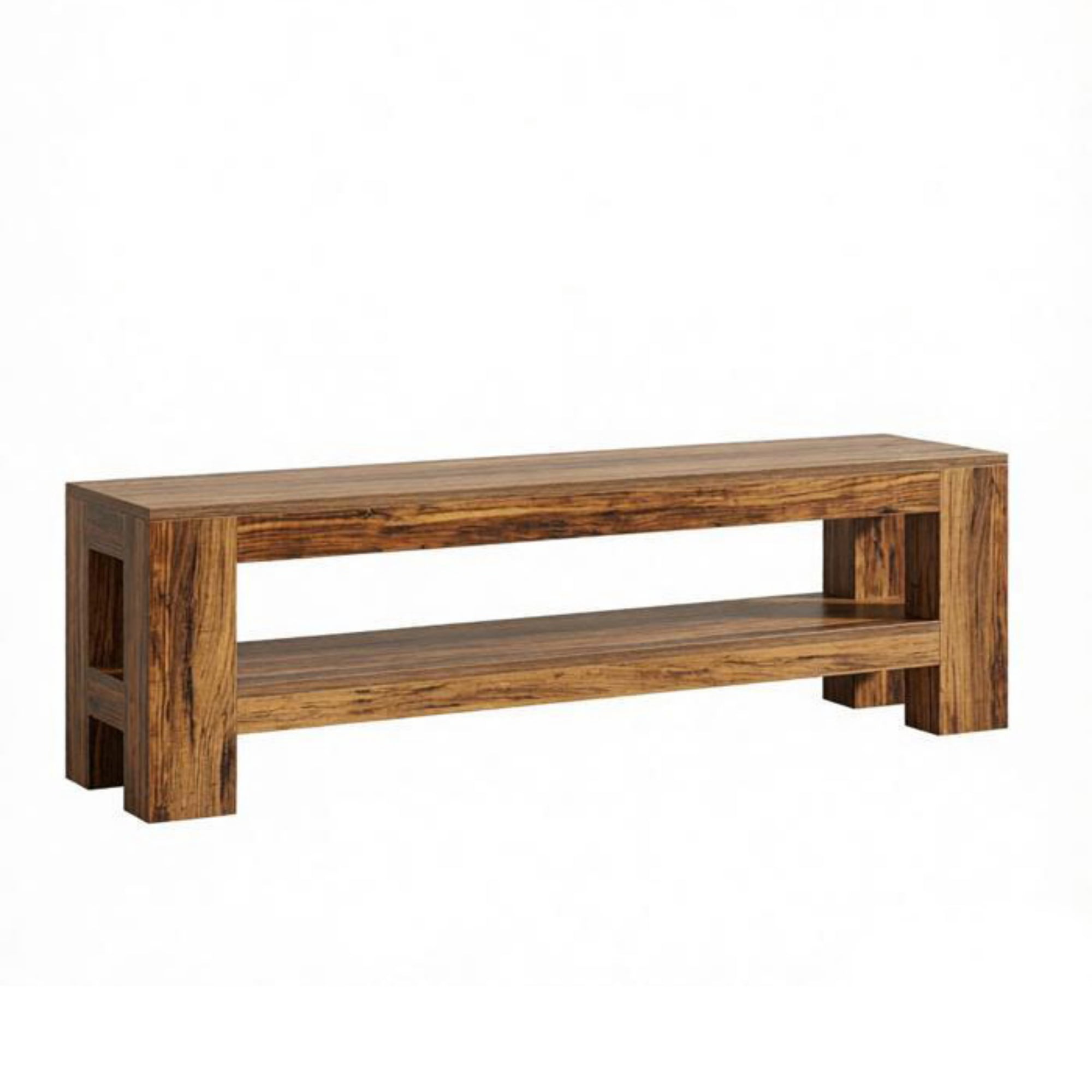 Farmhouse 64.17 in Entryway Bench, MDF Shoe Storage Console and End of Bed Table