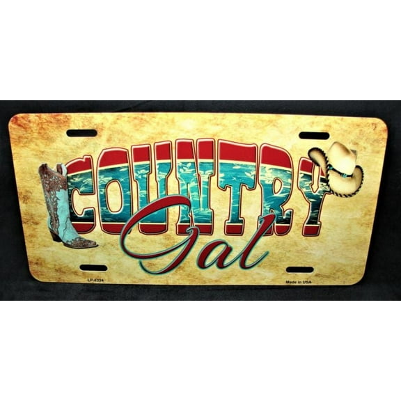 COUNTRY GIRL GAL METAL CAR NOVELTY LICENSE PLATE AUTO TAG - Aluminum ( 12 inch x 6 inch )