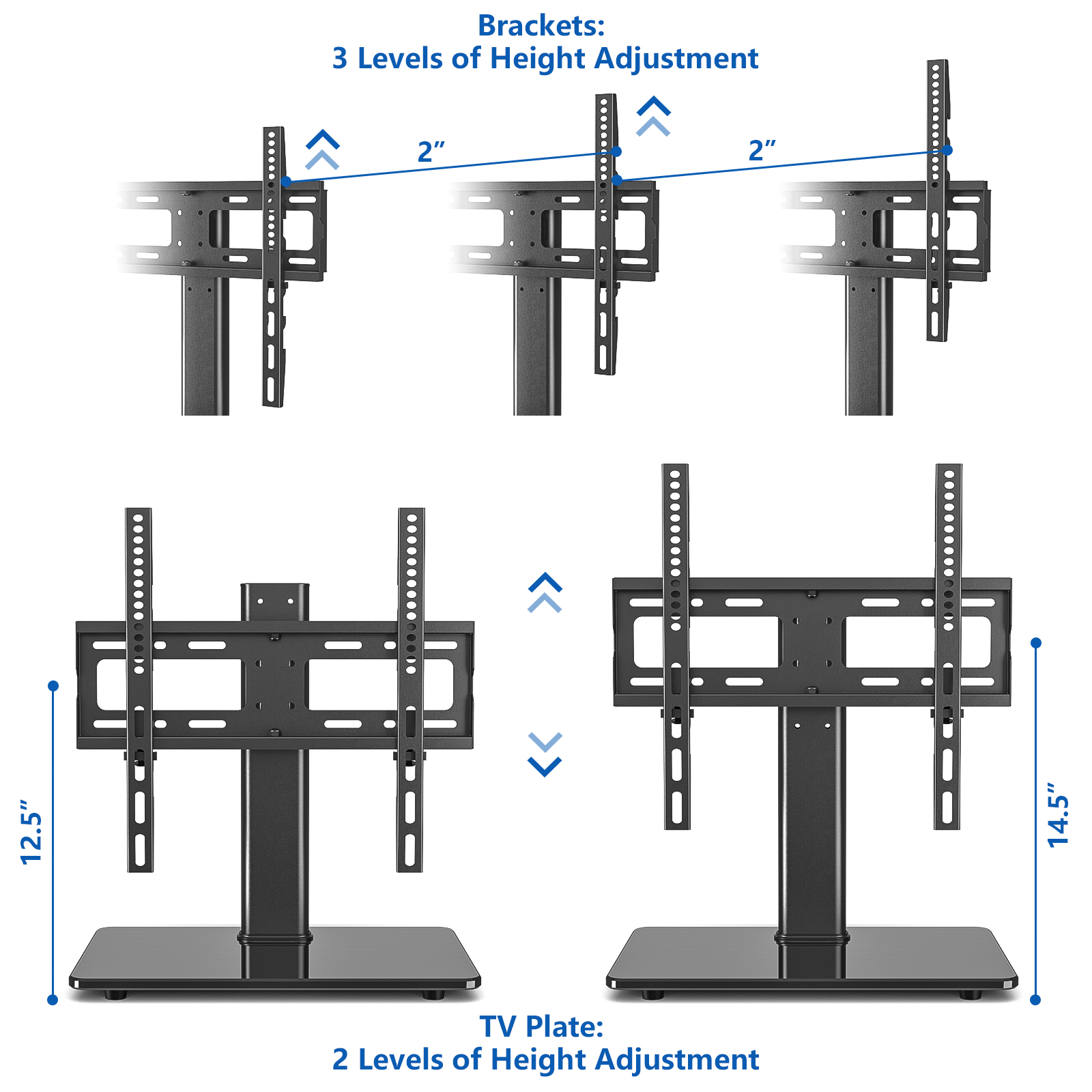 RTVR Modern Tabletop TV Mount Stand for 32-65 inch TVs, Black photo 7