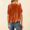 thumbnail image 3 of Hxshgdsn Womens Velvet Peplum Babydoll Shirts Short Sleeve Crewneck Pleated Blouse Flared Swing Pullover Tops Casual Trendy Orange 2Xl, 3 of 7