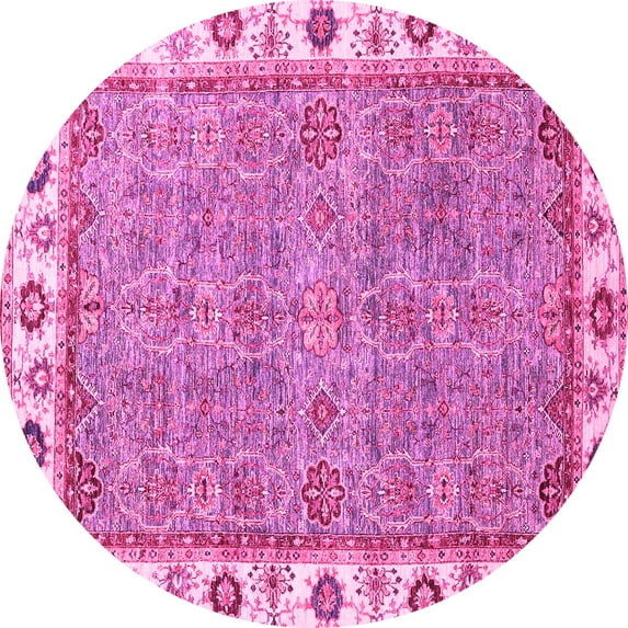 Ahgly Company Indoor Round Oriental Pink Traditional Area Rugs, 3' Round