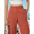 thumbnail image 2 of Womens Casual Wide Leg Pants High Waisted Button Down Straight Long Trousers Palazzo Pants, 2 of 7