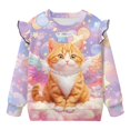 thumbnail image 5 of DISNIMO Cat Star Printed Pullover Tops for Girls Cozy Sweatshirt Long Sleeve T-Shirts Crewneck Hoodies Fall Winter Clothes 4-5 Years, 5 of 7
