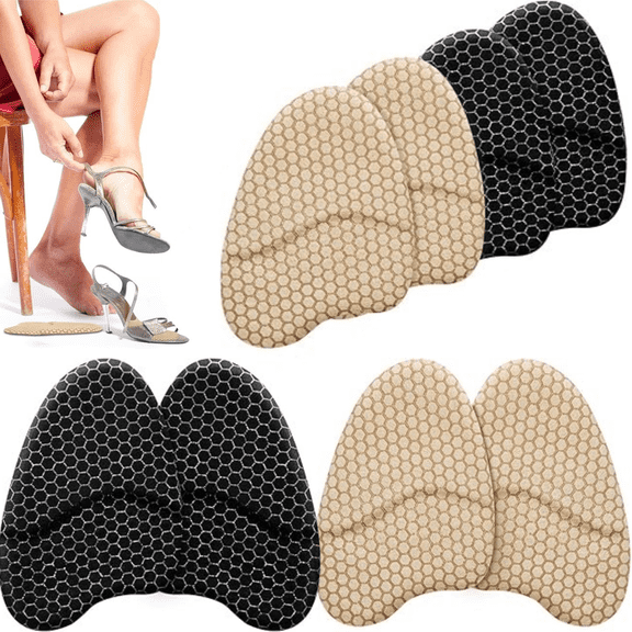 Metatarsal Pads for Women, Ball of Foot Cushions, Heel Inserts, High Heel Comfort Pads (4 Pairs), Anti Slip, Invisible Design