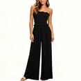 thumbnail image 5 of Costeam Womens Solid Color Sleeveless Jumpsuit Elastic Waist Loose Fit Wide Leg Full Length Soft Fabric Lightweight Breathable Casual One Piece Pants, 5 of 6