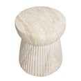 thumbnail image 3 of Fluted Travertine Stone Finish Italian Design MgO Side Accent Table, 3 of 12