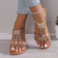 thumbnail image 2 of KAMUCC Women's Sandals with Wedge Design High Heel Rhinestone Bands and Elastic Strap Versatile for Outdoor and Beach, 2 of 5