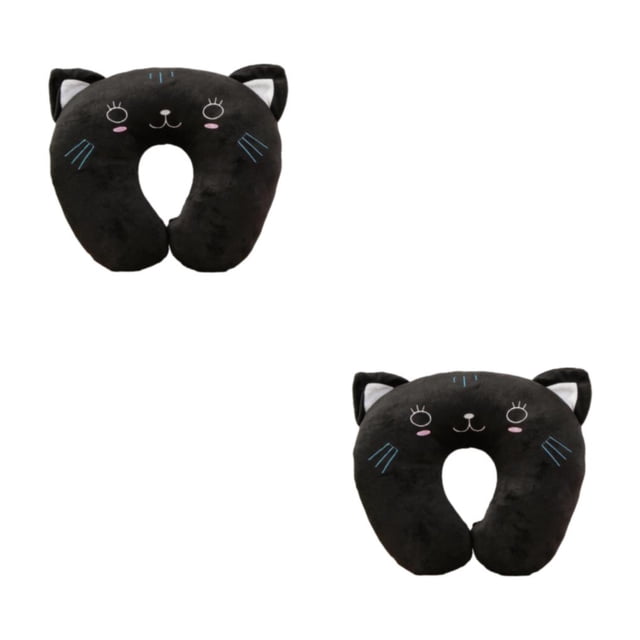 Almohadas suaves en forma de U Inteprter gato negro 26*30cm 2Conjunto