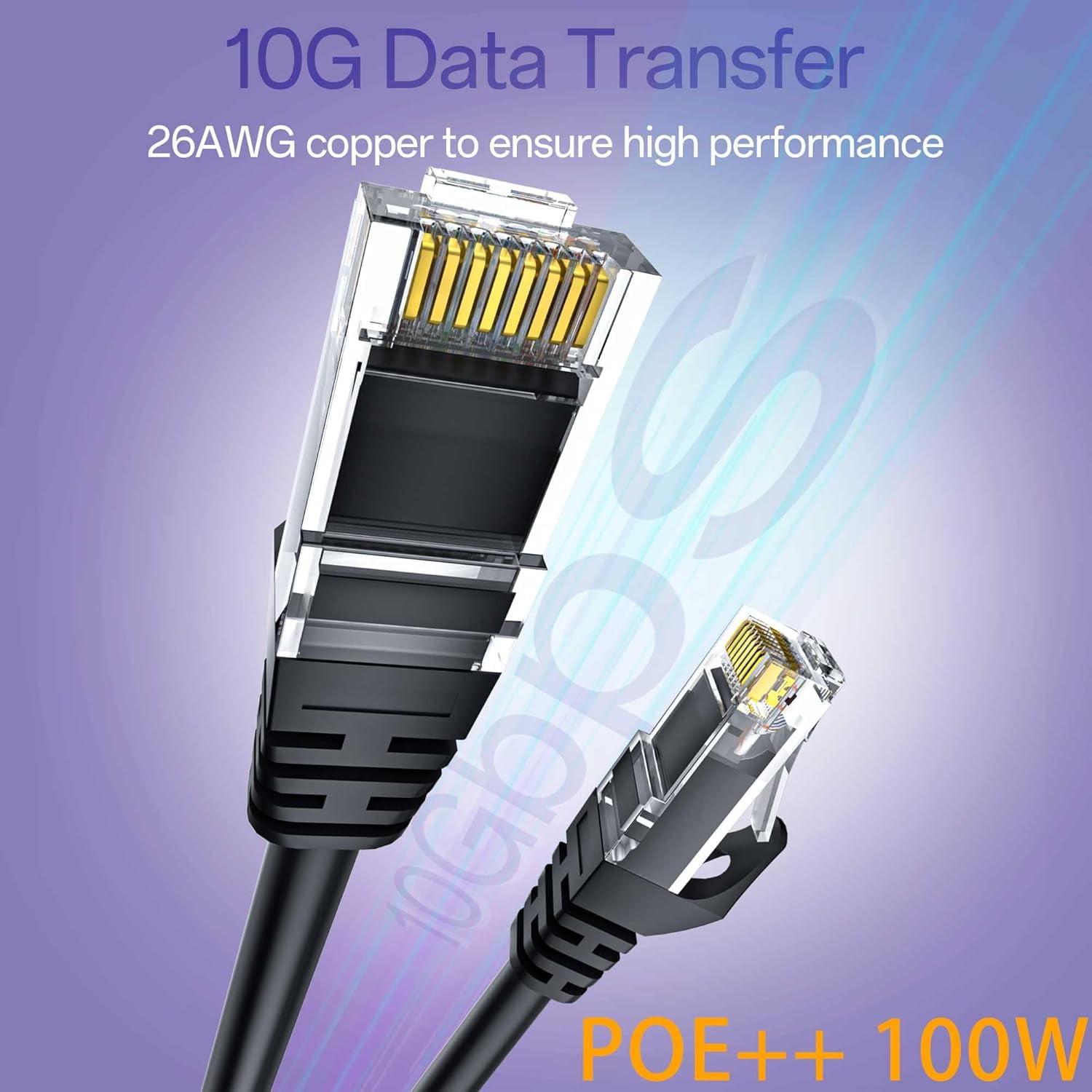 Cat 6 Ethernet Cable 3FT 10Pack, Cat6 Patch 10Gbps, High-Speed UTP Network Pure Copper, for Home and Office Network, Black