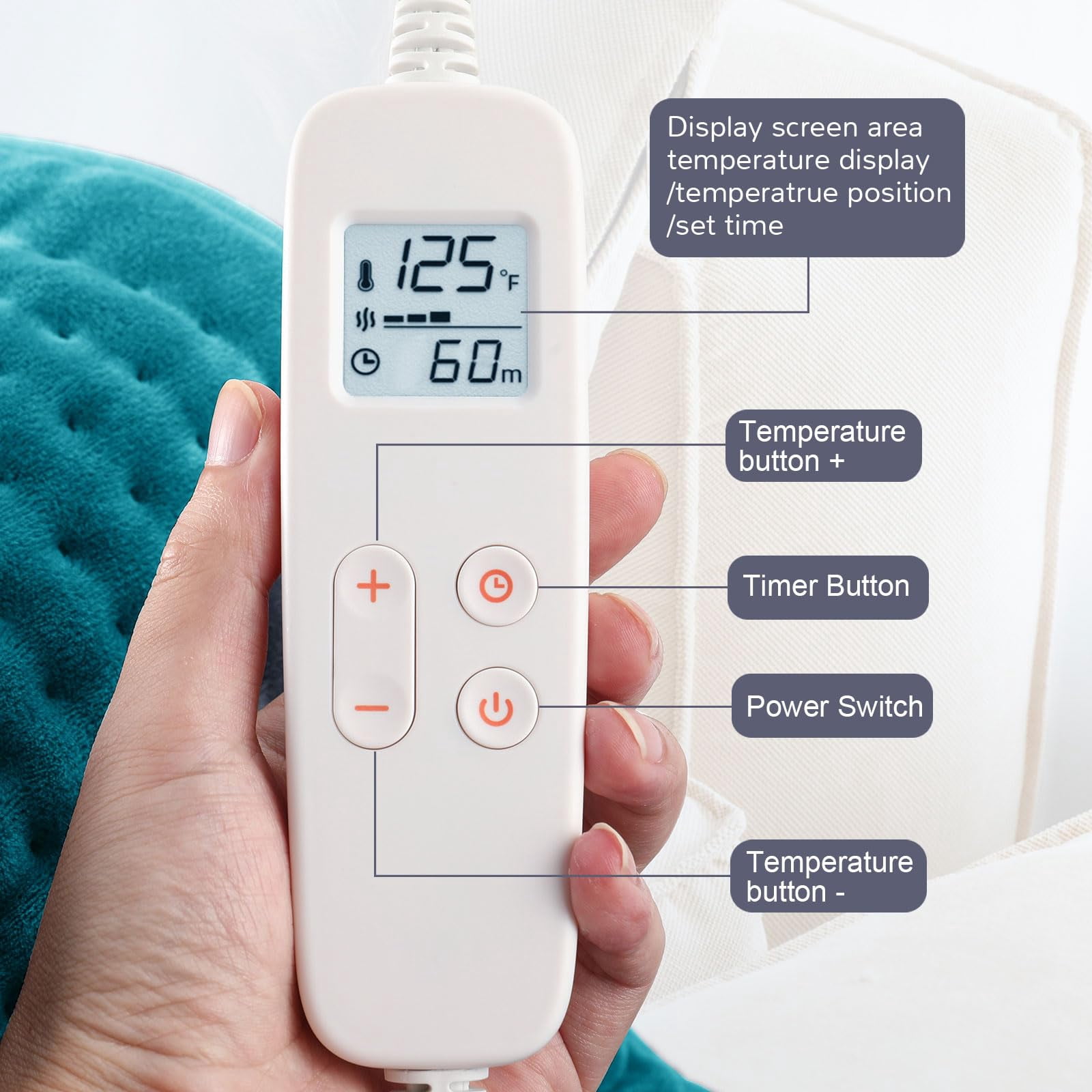 TCVOR Extra Large Heating Pad for Deep Heat and Comfort, 17" x 33" Super Soft Flannel Electric Heating Pad with 6 Heat Settings, 6 Timer Auto Shut off