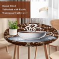 thumbnail image 4 of Coffee Round Tablecloth, Fitted Table Cover with Elastic for 36"-44" Round Tables, Vintage Art Farmhouse Table Cloth Outdoor Indoor Dinning Party Waterproof Tablecloths, 4 of 7