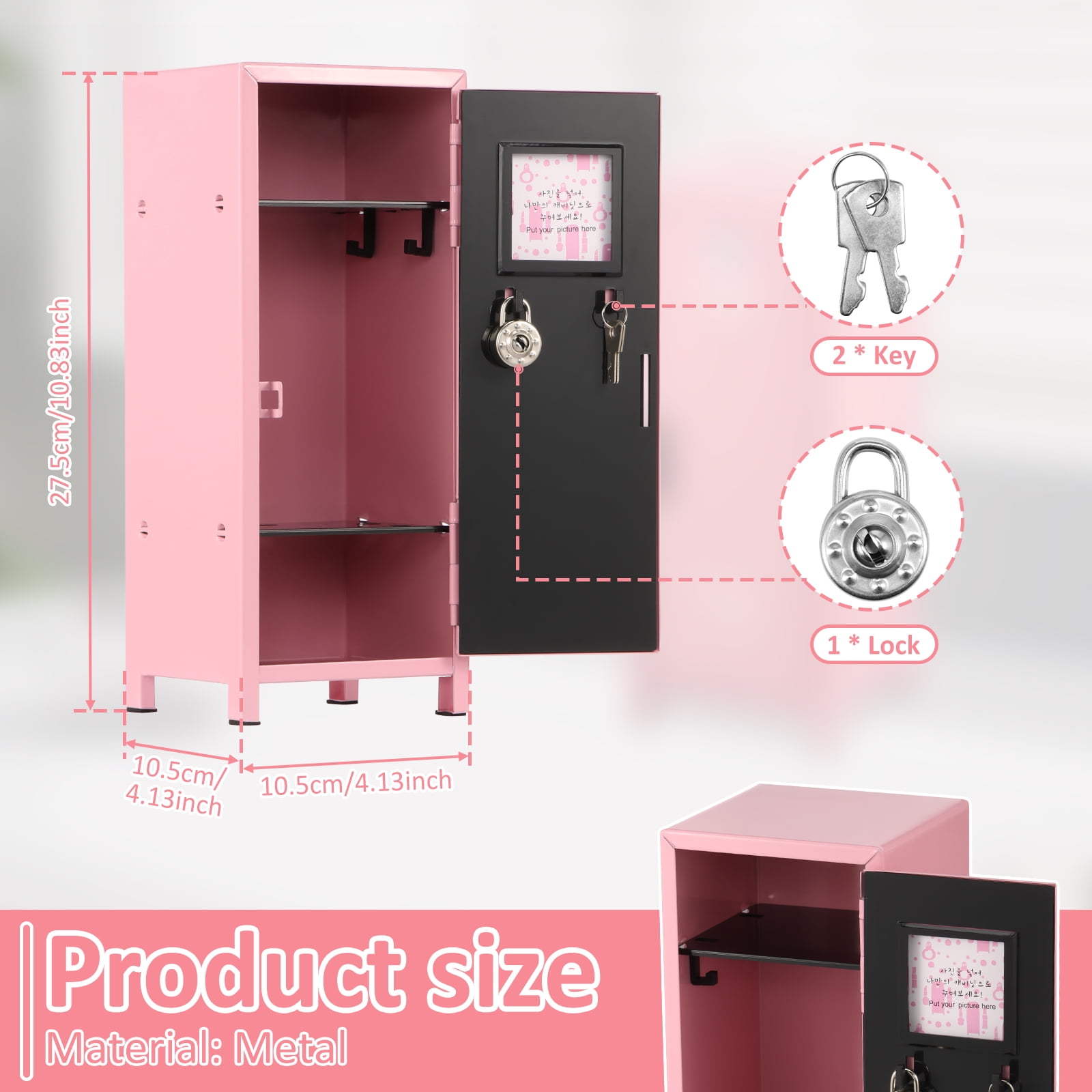 Mini Locker with Lock and Key Rustproof Metal Small Locker Portable Mini Locker Cabinet Practical Mini Storage Locker with Compartments for Desktop Girls Boys
