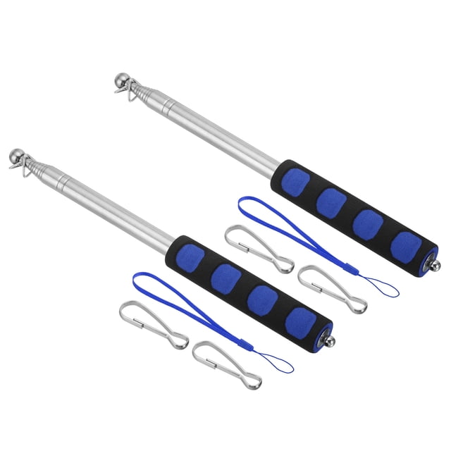 Unique Bargains 1.6M/5.2ft Telescopic Handheld Flagpoles,2Set Pointer Stick w Sponge Handle Blue