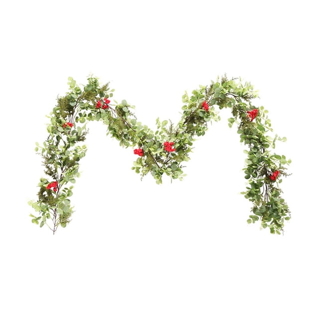 Hearth & Gear Couronne Douce Baies Rouges 185cm pour Cheminée Escalier & Fête Arrangements Floraux d'Automne Fleurs en Vase Magnolias Fleurs Long Vase Fleurs Hautes Fleurs Extérieures Roses Corail