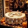thumbnail image 3 of CSStudio Vintage Halloween Ghost Round Tablecloth 60In Waterproof Polyester Pumpkin Fall Farmhouse Dining Table Cover for Party Kitchen Decor, 3 of 5
