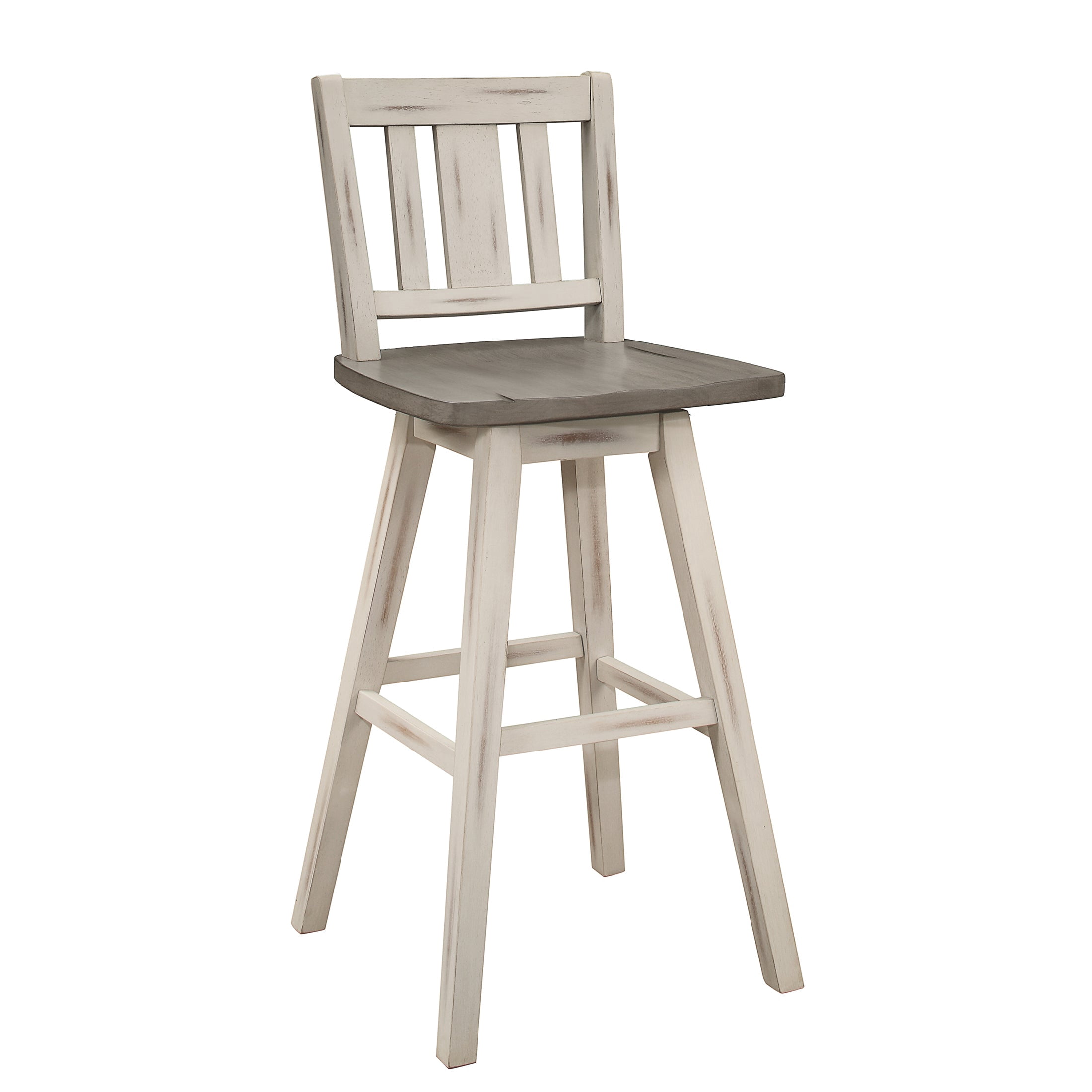 OakvillePark Roscoe Swivel Pub Height Barstool (Set of 2), White/Gray