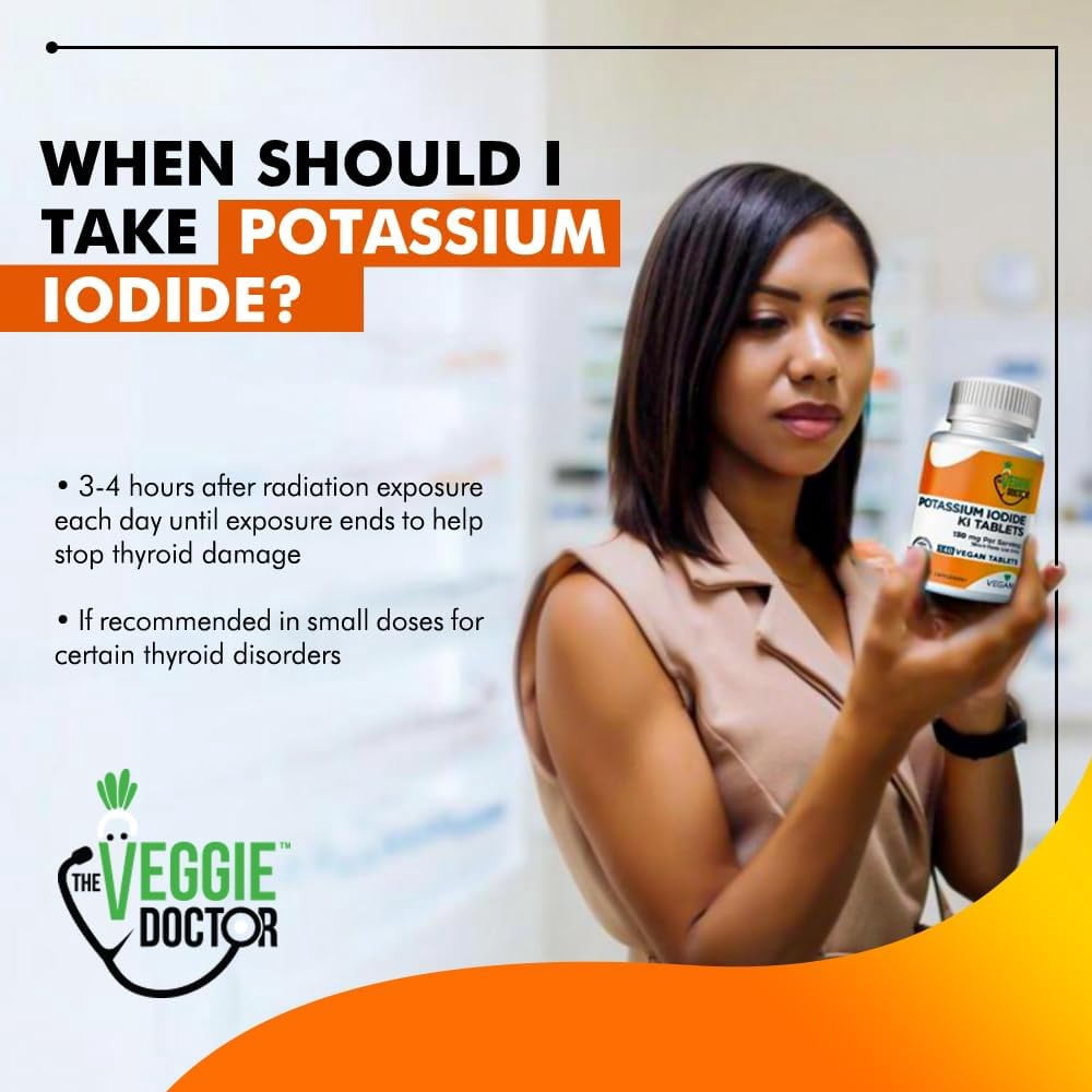 The Veggie Doctor Potassium Iodide 130mg – 140 Vegan Tablets – Iodine Supplement for Adults and Kids – USA-Made, Non-GMO, Gluten-Free
