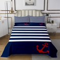 thumbnail image 1 of Erosebridal Geometric Striped Coverlet Set Queen, Vintage Anchor Bedding Set, Ocean Themed Decor 3pcs, 1 of 5