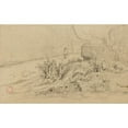 thumbnail image 3 of Jean-Achille Benouville 18x13 Black Modern Framed Museum Art Print Titled - Rocky Landscape with a Character (19th Century), 3 of 5